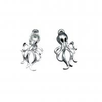 Zinc Alloy Animal Pendants, Octopus, antique silver color plated, vintage & DIY Approx 