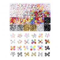 Gemischte Acryl Perlen Schmuck, mit Kunststoff Kasten, DIY, gemischte Farben, 190x130x21mm, verkauft von Box