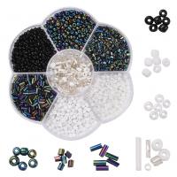 Perles en verre rocaille mélangées, perles de rocaille en verre, avec Boîte en plastique, DIY, couleurs mélangées Vendu par boîte[