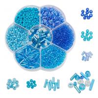 Rocalla de Cristal, Rocallas de vidrio, con Caja de plástico, Bricolaje, azul, 105x92x20mm, Vendido por Caja