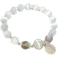 Cats Eye Bracelets, with Sea Opal & Brass, silver color plated, fashion jewelry & for woman & hollow, 60mm 