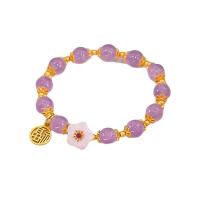 Bracelets de perle de bijou en verre, avec laiton, Placage de couleur d'or, bijoux de mode & styles différents pour le choix & pour femme, 60mm, Vendu par PC