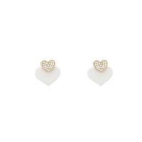 Acrylic Stud Earring, Brass, with Acrylic, Heart, real gold plated, fashion jewelry & micro pave cubic zirconia & for woman 