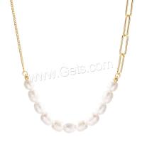 Zinc Alloy Sweater Chain Necklace, with Plastic Pearl, with 6.3cm extender chain, high quality plated, fashion jewelry & for woman, golden Approx 71.2 cm 