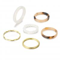Zinc Alloy Ring Set, with Acrylic, gold color plated, 6 pieces & fashion jewelry & for woman 