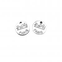 Zinc Alloy Tag Charm, Flat Round, antique silver color plated, vintage & DIY Approx [