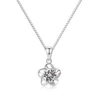 Cubic Zirconia Brass Pendants, with Cubic Zirconia, Flower, platinum plated, fashion jewelry & for woman & faceted, clear 