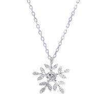 Cubic Zirconia Brass Pendants, with Cubic Zirconia, Snowflake, platinum plated, fashion jewelry & for woman & faceted, clear 