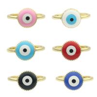 Evil Eye Jewelry Finger Ring, Brass, gold color plated, fashion jewelry & for woman & enamel 22*21*0.4mm 