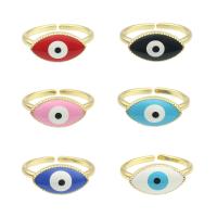 Evil Eye Jewelry Finger Ring, Brass, gold color plated, fashion jewelry & for woman & enamel 23*21*0.4mm 