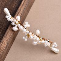 Alligator Hair Clip, Zinc Alloy, with Plastic Pearl, fashion jewelry & for woman & with rhinestone, golden, 90mm [
