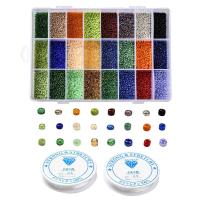 DIY Jewelry Finding Kit, Glass Seed Beads, with Plastic Box & Elastic Thread, 24 cells, mixed colors [