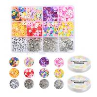 DIY Jewelry Finding Kit, Polymer Clay, with Plastic Box & Zinc Alloy, Flat Round, mixed colors [