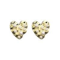 Plastic Pearl Zinc Alloy Earring, with Zinc Alloy, Heart, gold color plated, Korean style & for woman 