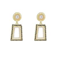 Plastic Pearl Zinc Alloy Earring, with Plastic Pearl, Geometrical Pattern, gold color plated, for woman & hollow 