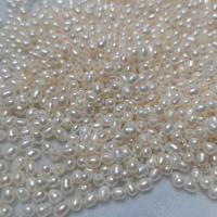 Rice Cultured Freshwater Pearl Beads, DIY & half-drilled, white 