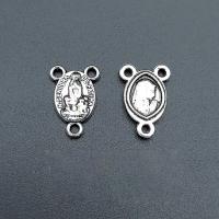 Zinc Alloy Charm Connector, Flat Oval, antique silver color plated, vintage & DIY & 2/1 loop Approx 