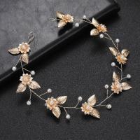 Bridal Hair Wreath, Zinc Alloy, with Plastic Pearl, fashion jewelry & for woman, golden 