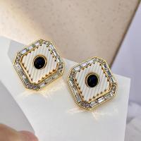Crystal Jewelry Earring, Zinc Alloy, with Crystal, real gold plated, fashion jewelry & for woman & with rhinestone, golden, 40mm 