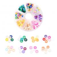 DIY Jewelry Finding Kit, Polymer Clay, with Plastic Box, Flat Round, 8 cells, mixed colors 