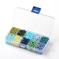 Perles en verre rocaille mélangées, perles de rocaille en verre, avec Boîte en plastique, Rond, quantité différente pour le choix & DIY, couleurs mélangées Vendu par boîte[