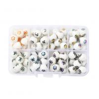 Glass Beads, with Plastic Box, Round, Christmas Design & DIY & 8 cells x mm Approx 1.2mm, Approx [