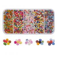 Perles en verre rocaille mélangées, perles de rocaille en verre, avec Boîte en plastique, Rond, 5 cellules & DIY, plus de couleurs à choisir Environ îte, Vendu par boîte