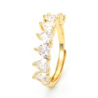 Cubic Zirconia Micro Pave Brass Finger Ring, Heart, plated, micro pave cubic zirconia & for woman 
