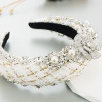 Hair Bands, Zinc Alloy, with Plastic Pearl, fashion jewelry & with rhinestone, white 
