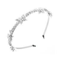 Hair Bands, Zinc Alloy, Butterfly, plated, fashion jewelry & with rhinestone, silver color 