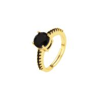 Cubic Zirconia Micro Pave Brass Finger Ring, Round, 18K gold plated, adjustable & micro pave cubic zirconia & for woman 