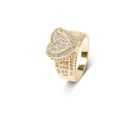 Cubic Zirconia Micro Pave Brass Finger Ring, Heart, plated & micro pave cubic zirconia & for woman US Ring 