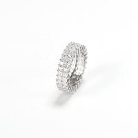 Cubic Zirconia Micro Pave Brass Finger Ring, platinum plated & micro pave cubic zirconia & for woman, US Ring 