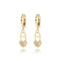 Cubic Zirconia Micro Pave Brass Earring, Heart, plated, micro pave cubic zirconia & for woman & hollow [