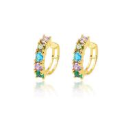 Cubic Zirconia Micro Pave Brass Earring, gold color plated, micro pave cubic zirconia & for woman & hollow [