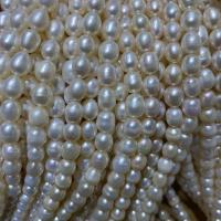 Perlas Arroz Freshwater, Perlas cultivadas de agua dulce, Bricolaje, Blanco, 7-8mm, longitud:aproximado 15 Inch, Vendido por Sarta