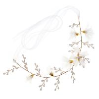 Bridal Hair Wreath, Zinc Alloy, with Gauze & Plastic Pearl, handmade, fashion jewelry & for woman, two different colored 