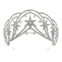 Diadema de Novia, aleación de zinc, con Perlas plásticas, chapado en color de plata, Joyería & para mujer & con diamantes de imitación, plateado, 70x130mm, Vendido por UD