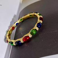 Zinc Alloy Crystal Bracelets, with Crystal, fashion jewelry & micro pave cubic zirconia & for woman, golden, Inner Approx 65mm 