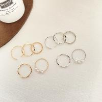 Zinc Alloy Ring Set, with Plastic Pearl, plated, 5 pieces & fashion jewelry & Unisex 