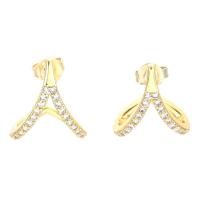 Cubic Zirconia Micro Pave Brass Earring, Heart, plated, micro pave cubic zirconia & for woman & hollow [