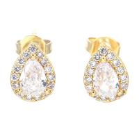 Cubic Zirconia Micro Pave Brass Earring, Teardrop, plated, micro pave cubic zirconia & for woman [