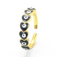 Evil Eye Jewelry Finger Ring, Brass, Heart, gold color plated, evil eye pattern & for woman & enamel 