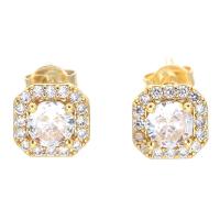 Cubic Zirconia Micro Pave Brass Earring, Square, plated, micro pave cubic zirconia & for woman [