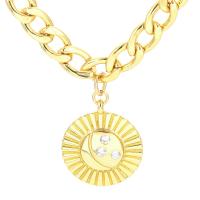 Cubic Zircon Micro Pave Brass Necklace, Flat Round, plated, micro pave cubic zirconia & for woman 20mm Approx 45 cm [