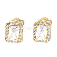 Cubic Zirconia Micro Pave Brass Earring, Rectangle, plated, micro pave cubic zirconia & for woman [
