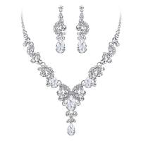 Crystal Jewelry Sets, Zinc Alloy, earring & necklace, with Crystal, with 7cm extender chain, plated, fashion jewelry & for woman & with rhinestone cm 