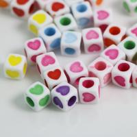 Enamel Acrylic Beads, Cube, DIY, mixed colors Approx 