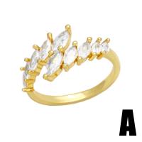 Cubic Zirconia Micro Pave Brass Finger Ring, Vacuum Ion Plating & micro pave cubic zirconia 19mm, Inner Approx 17mm 