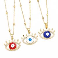 Evil Eye Jewelry Necklace, Brass, with 5cm extender chain, Vacuum Ion Plating, fashion jewelry & micro pave cubic zirconia & enamel cm 